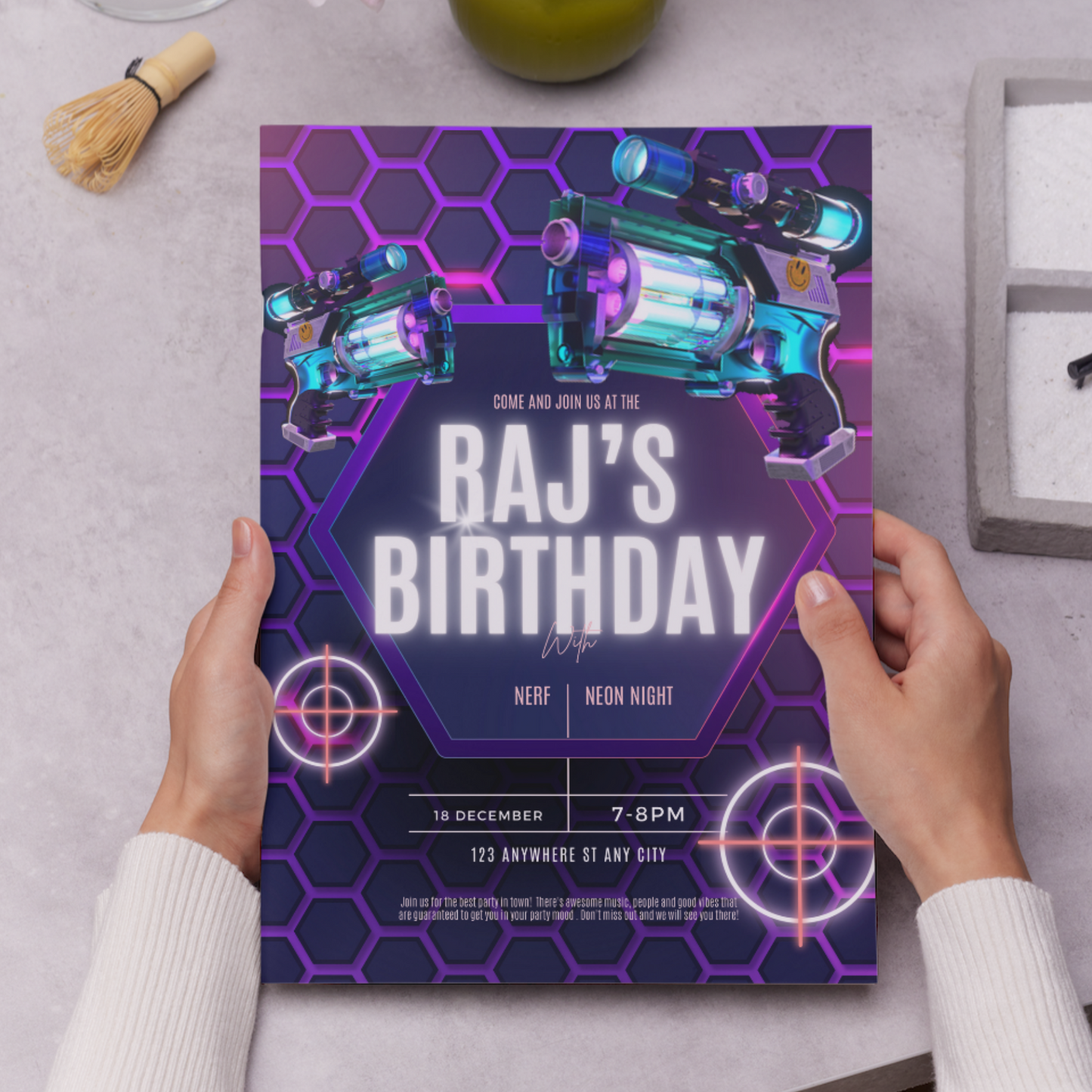 Nerf Dart Gun Birthday Invitation Template