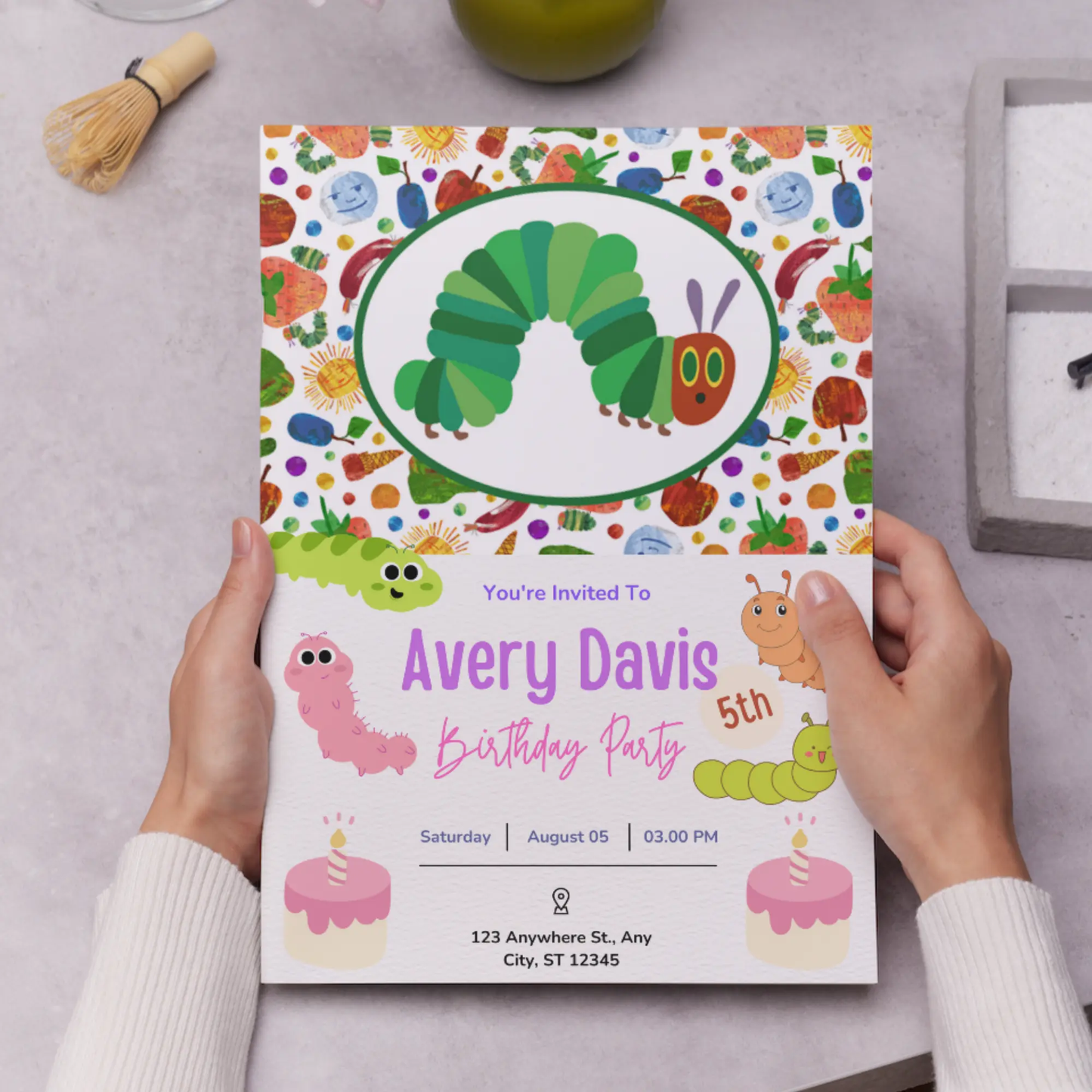 Very Hungry Caterpillar Birthday Invitation Template - CreativeRino