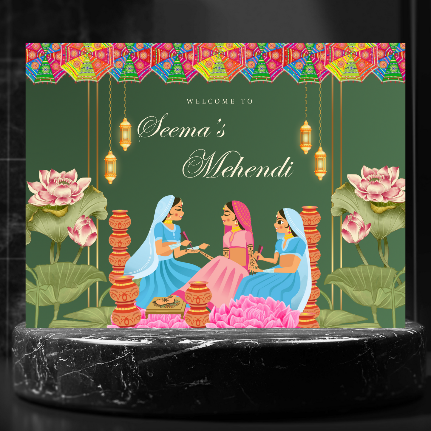 Mehndi Sign Template | Indian Wedding Welcome Sign