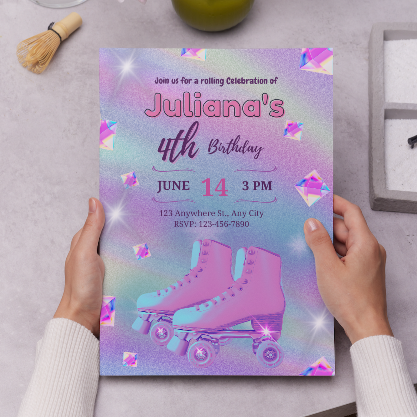 Roller Skates Skating Birthday Invitation Template