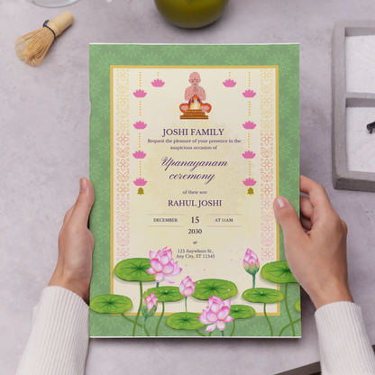 Upanayanam Ceremony Invitation Template | Thread Ceremony Invite - CreativeRino