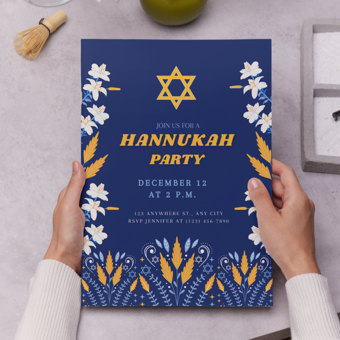 Hanukkah Invitation Template | Hanukkah Celebration Party Invite