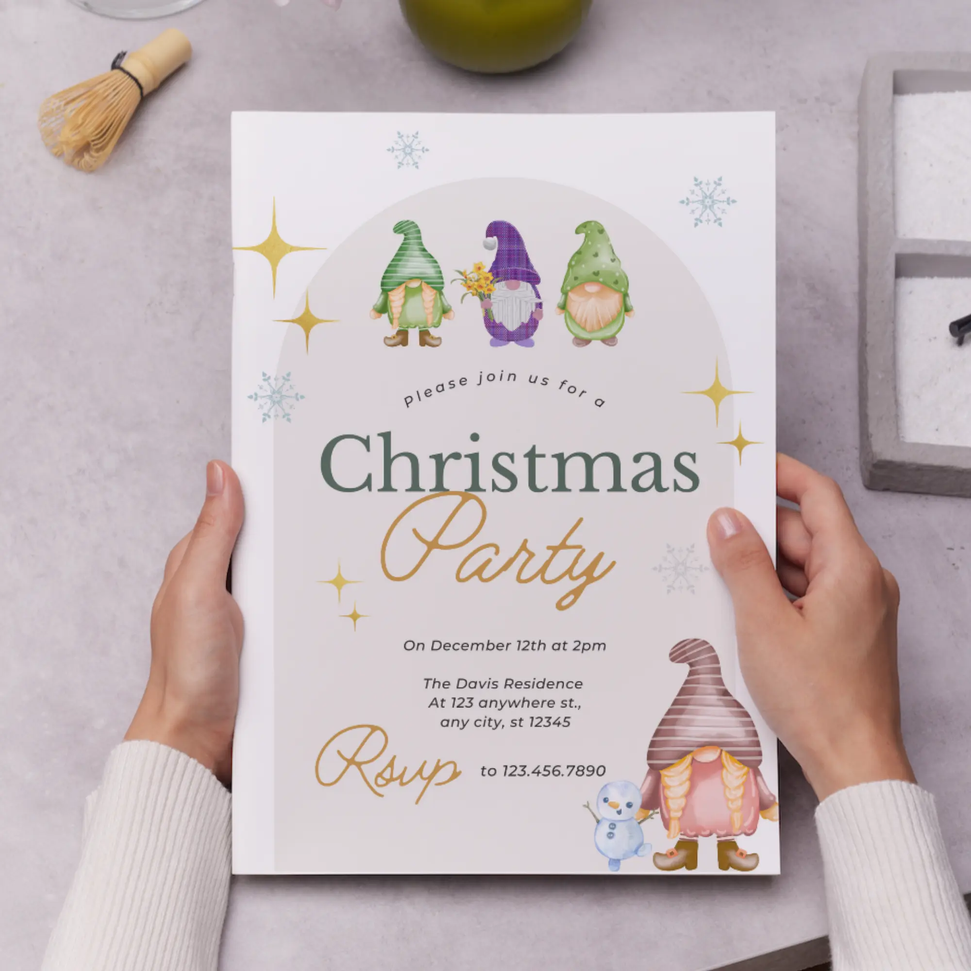 Gnome Christmas Party Invitation Template - CreativeRino