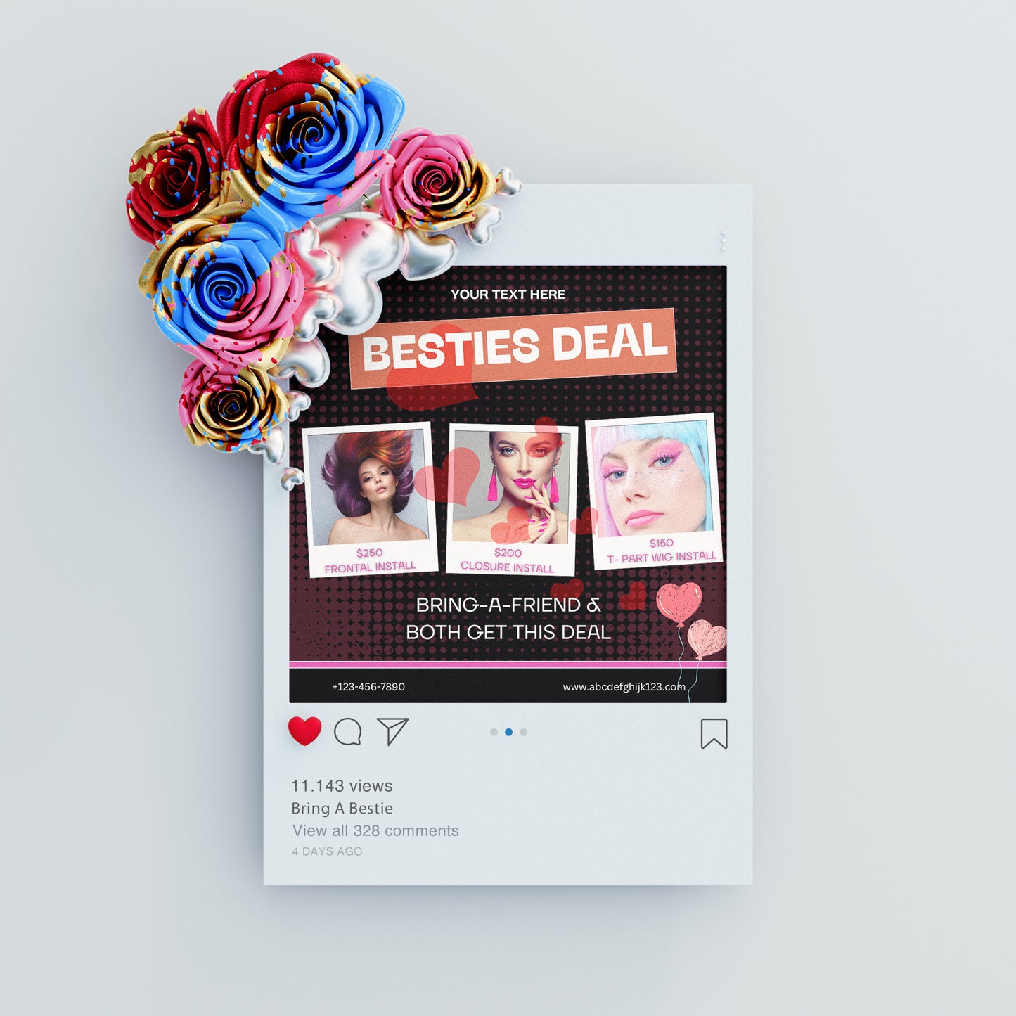 Bring A Bestie Flyer | Bring A Friend Flyer Social Media Template