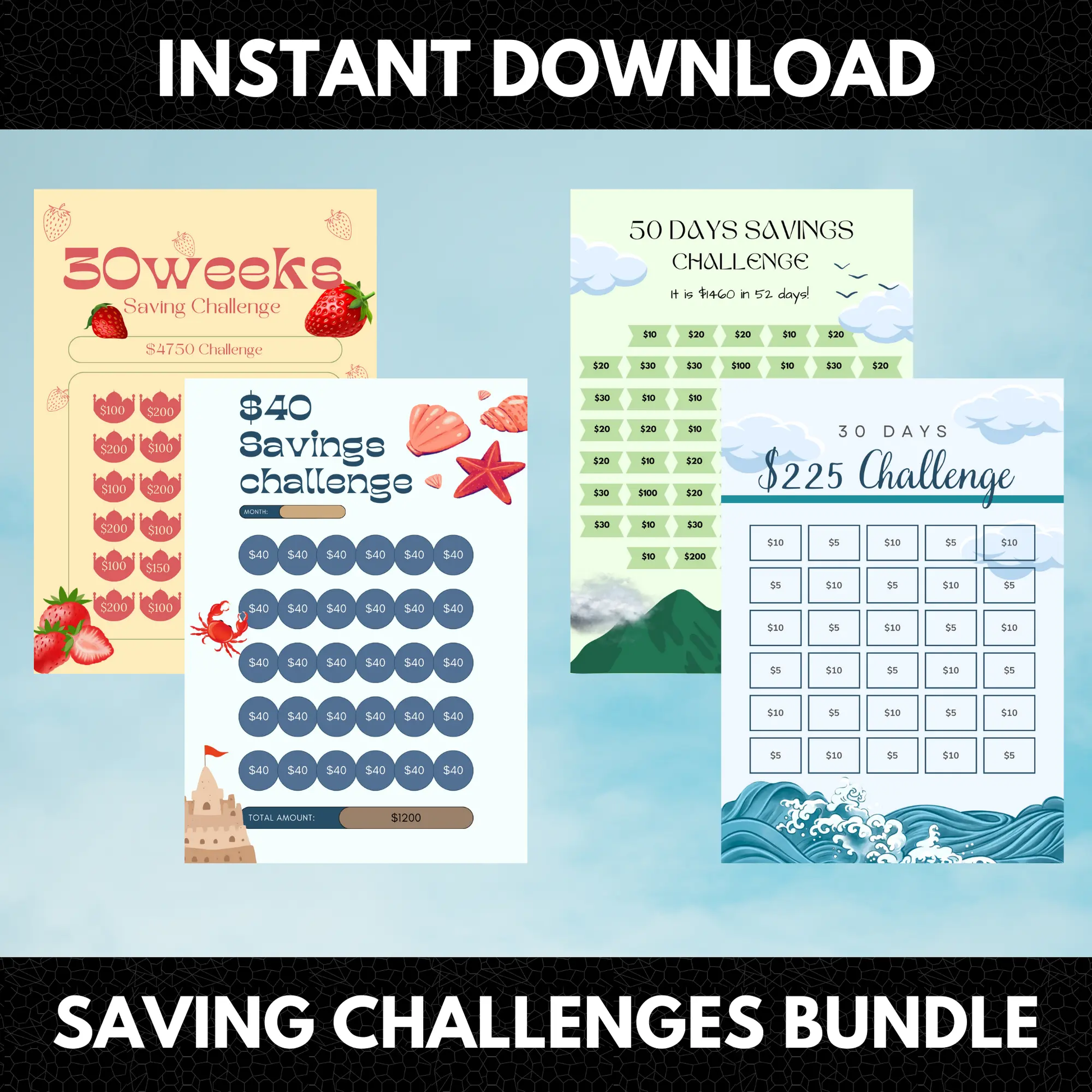 30 Month Saving Challenge Bundle | Saving Money Tracker - CreativeRino