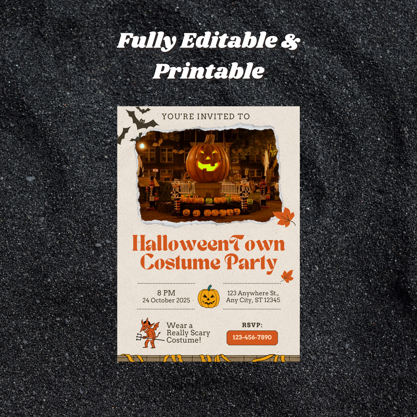 Spirit of Halloweentown Costume Party Invitation Template