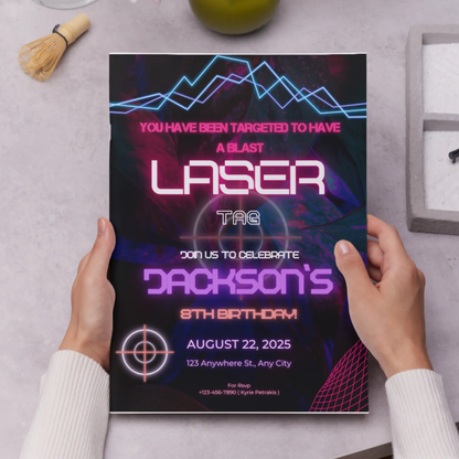 Laser Gaming Birthday Invitation Template - CreativeRino