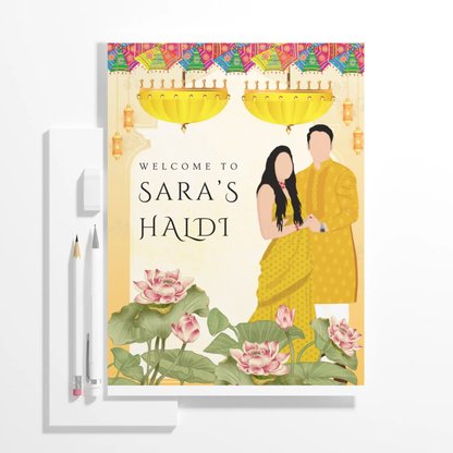 Maiyan Pithi Haldi Sign Template | Indian Wedding Welcome Sign - CreativeRino