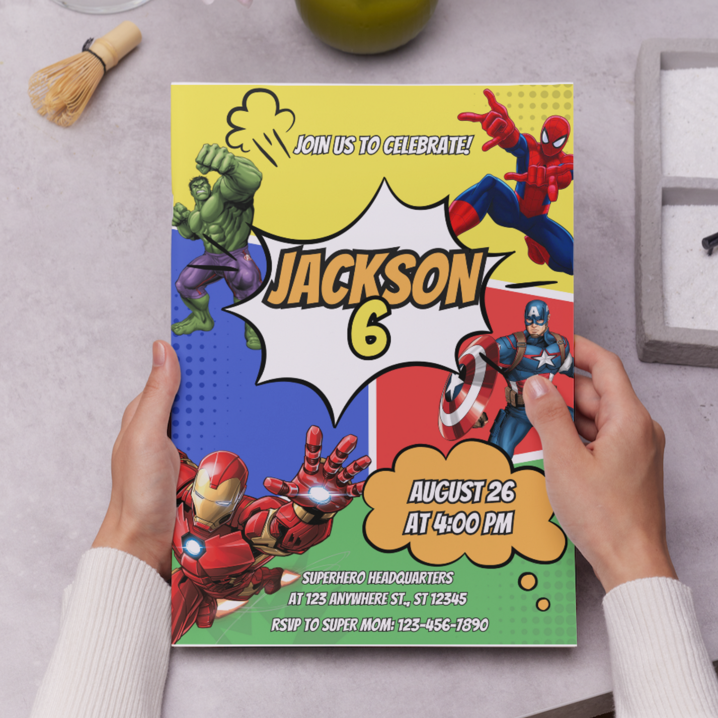 Superhero Birthday Invitation Template | Marvel Avengers Birthday Invite