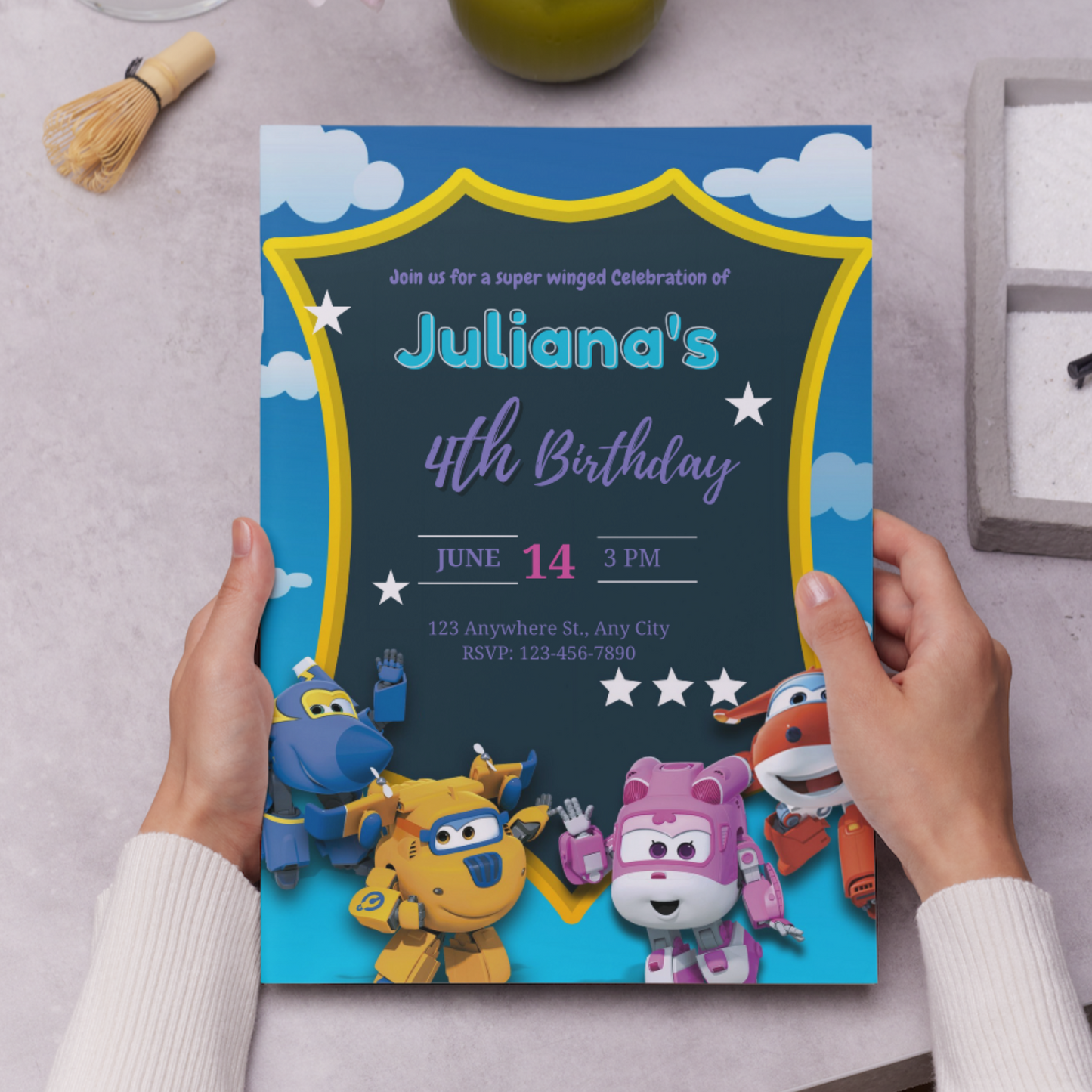 Super Wings Birthday Invitation Template