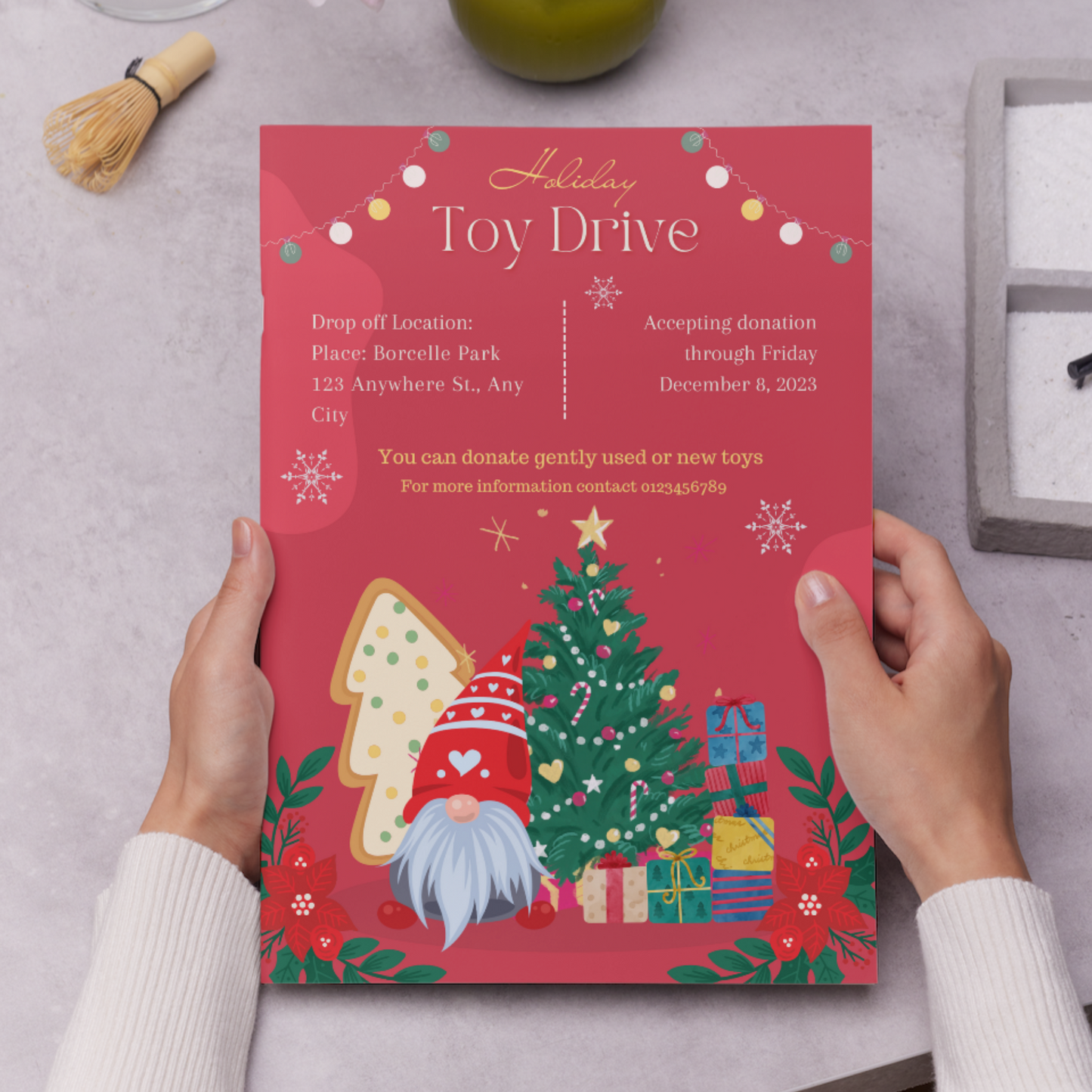 Christmas Toy Drive Flyer Template | Holiday Toy Drive Invitation