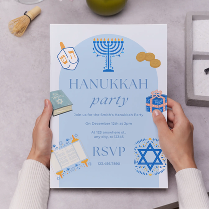 Hanukkah Invitation Template | Hanukkah Celebration Party Invite - CreativeRino