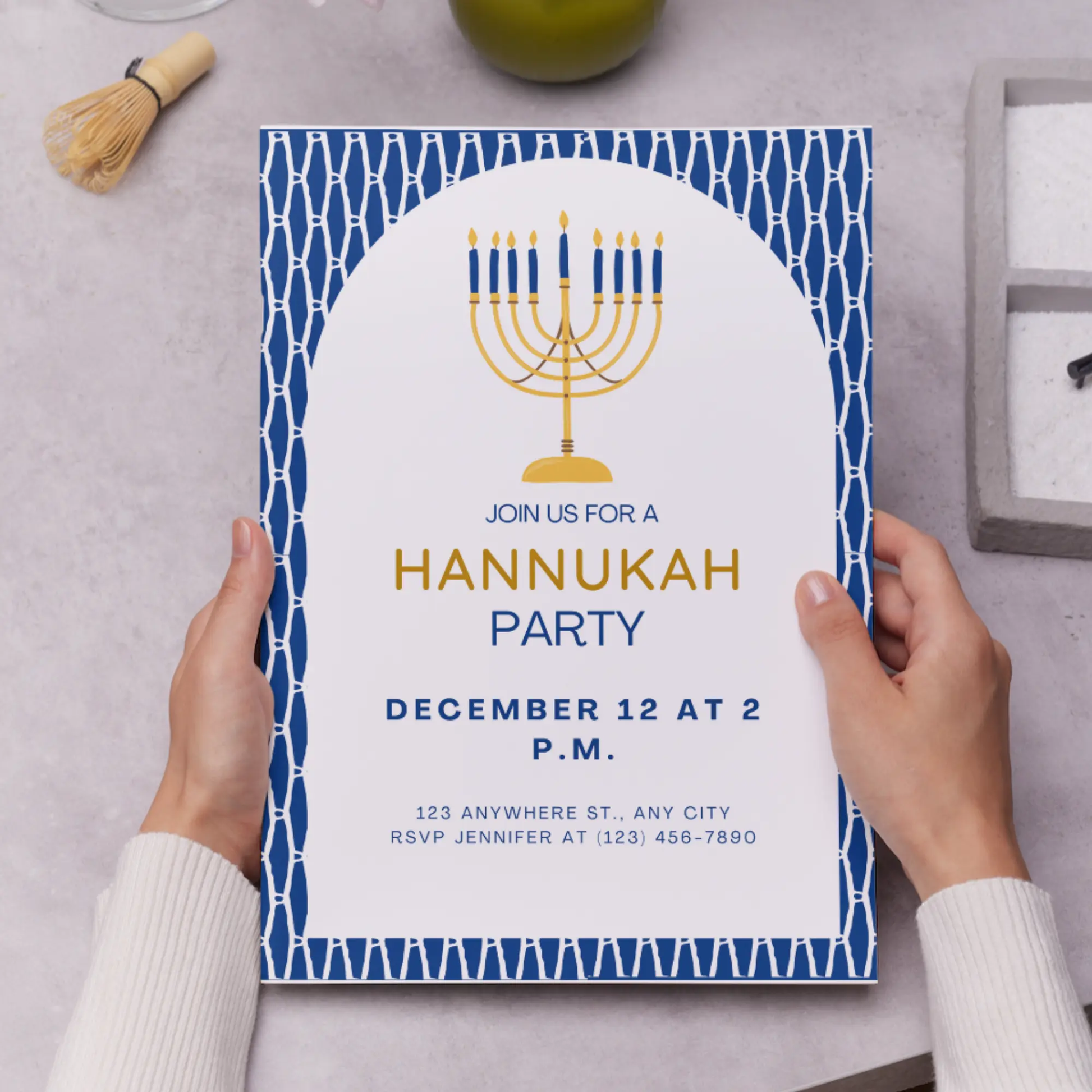 Hanukkah Invitation Template | Hanukkah Celebration Party Invite - CreativeRino