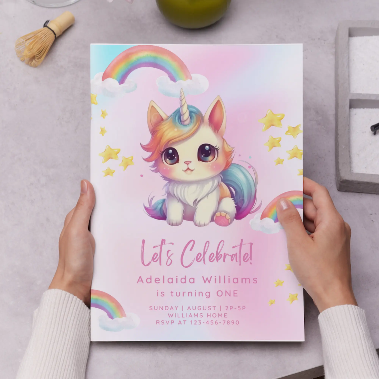 Caticorn Birthday Invitation Template - CreativeRino
