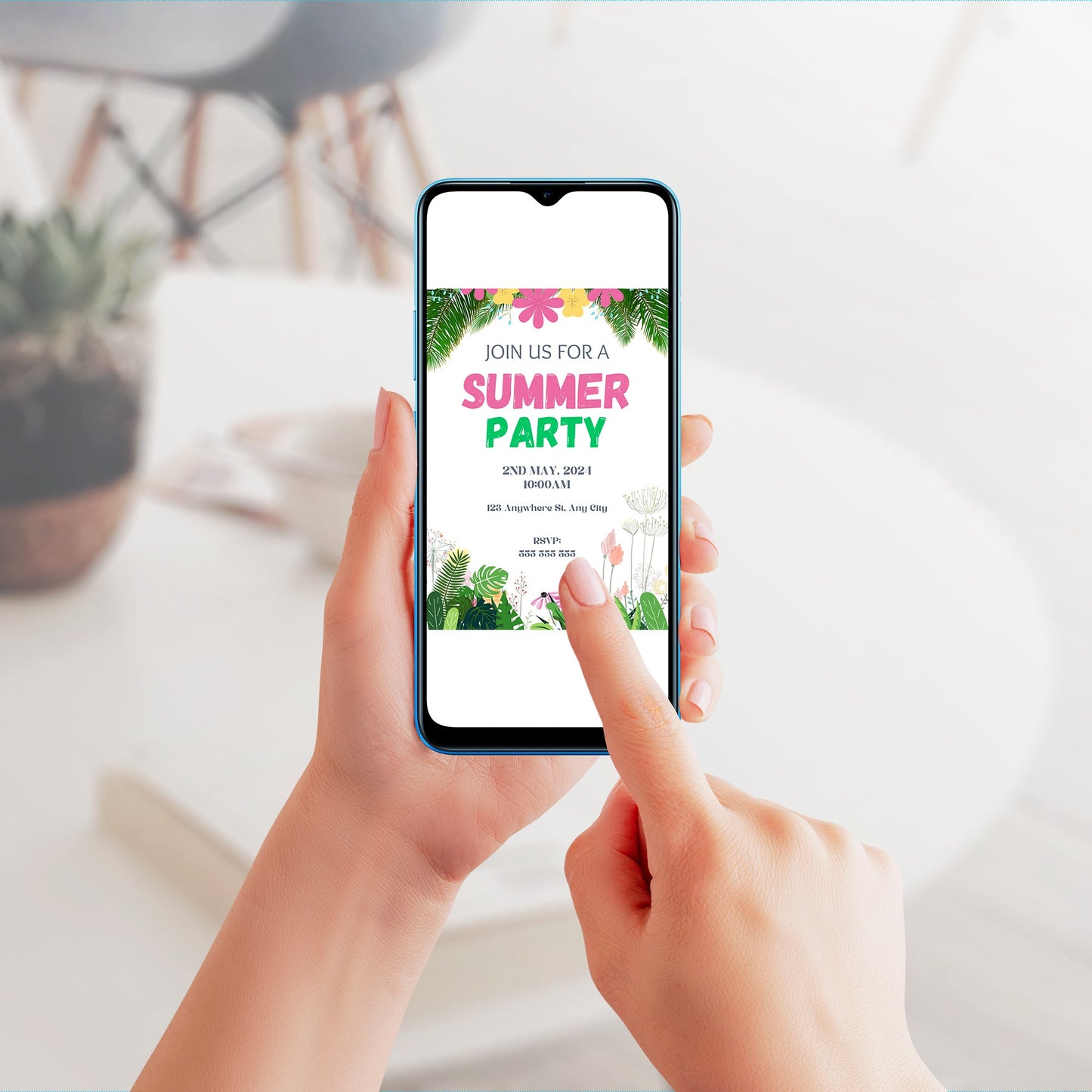 Summer Party Invitation Canva Template | Summer Party Theme Invite CreativeRino