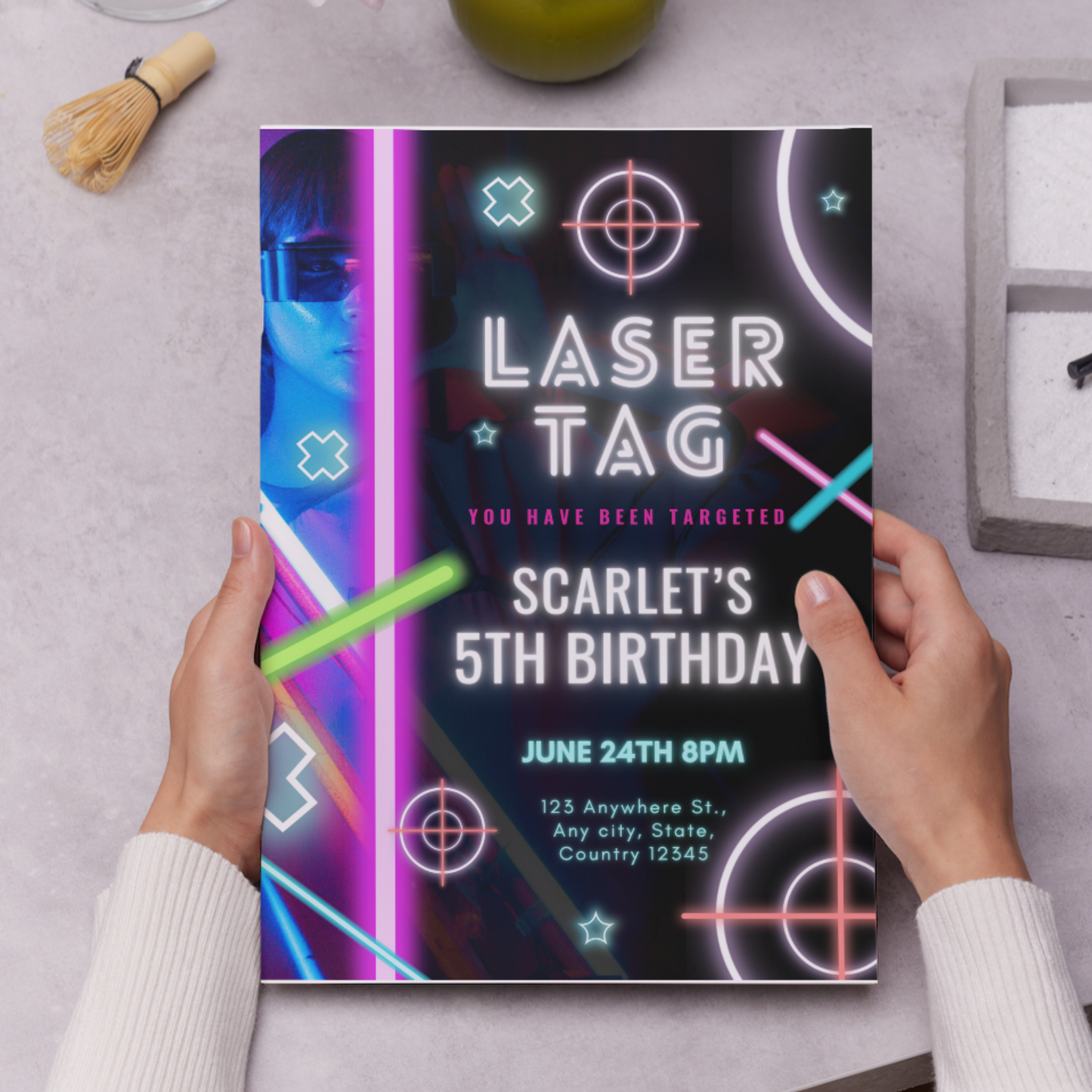 Laser Tag Gaming Birthday Invitation Template