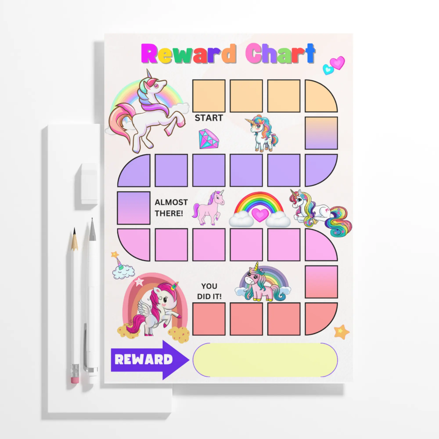 Rainbow Unicorn Reward Chart Template | Unicorn Behavior Chart - CreativeRino