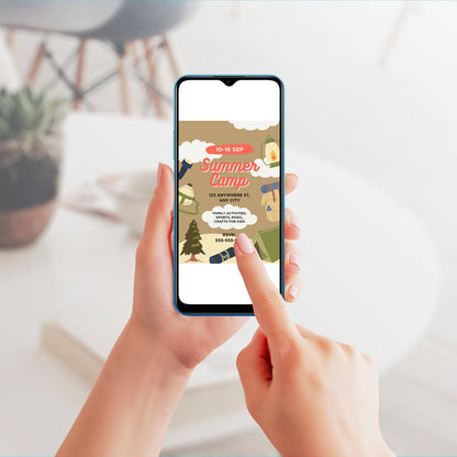 Summer Camp Bachelorette Invitation | Camping Invite Canva Template CreativeRino