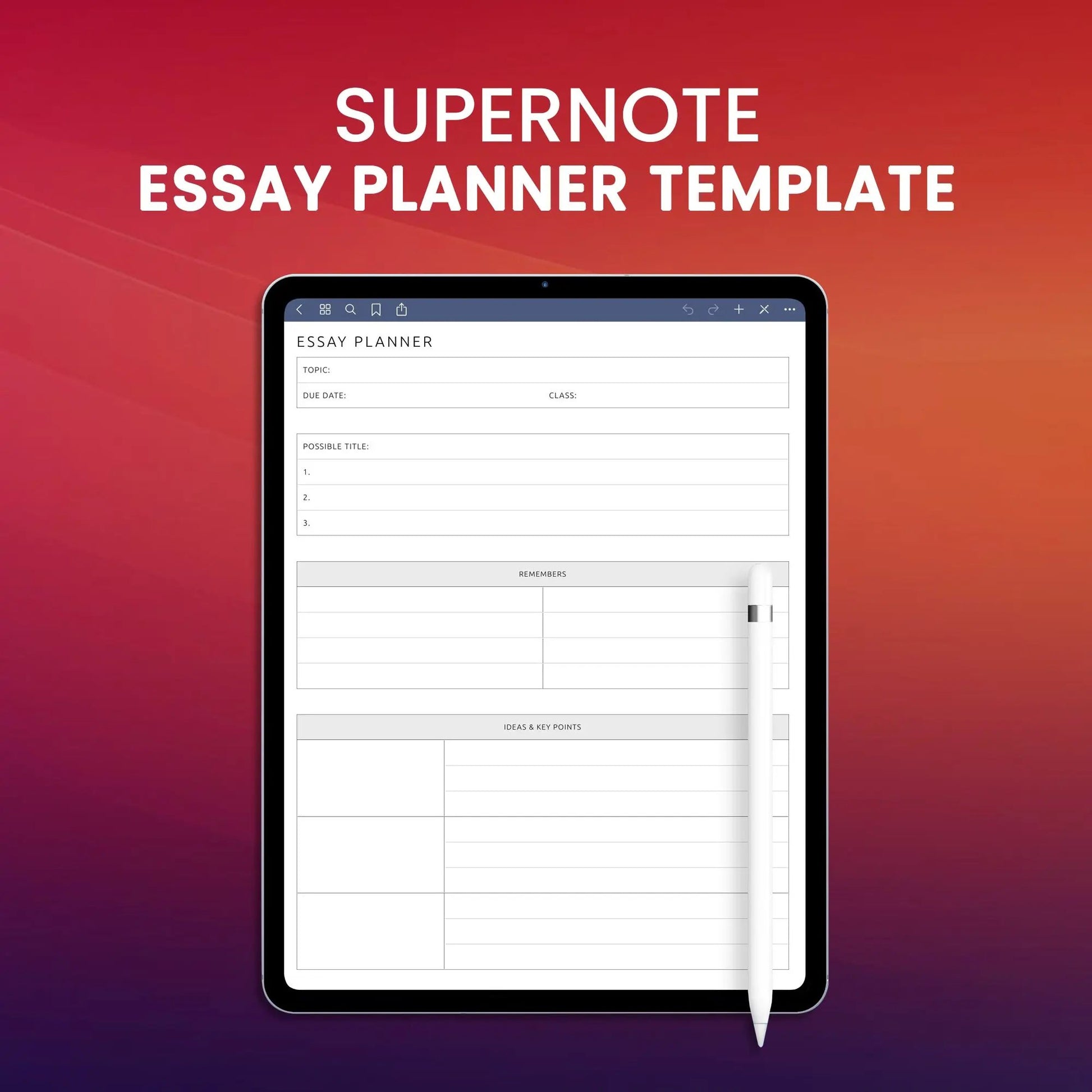 Supernote Essay Planner Template Planner Template CreativeRino