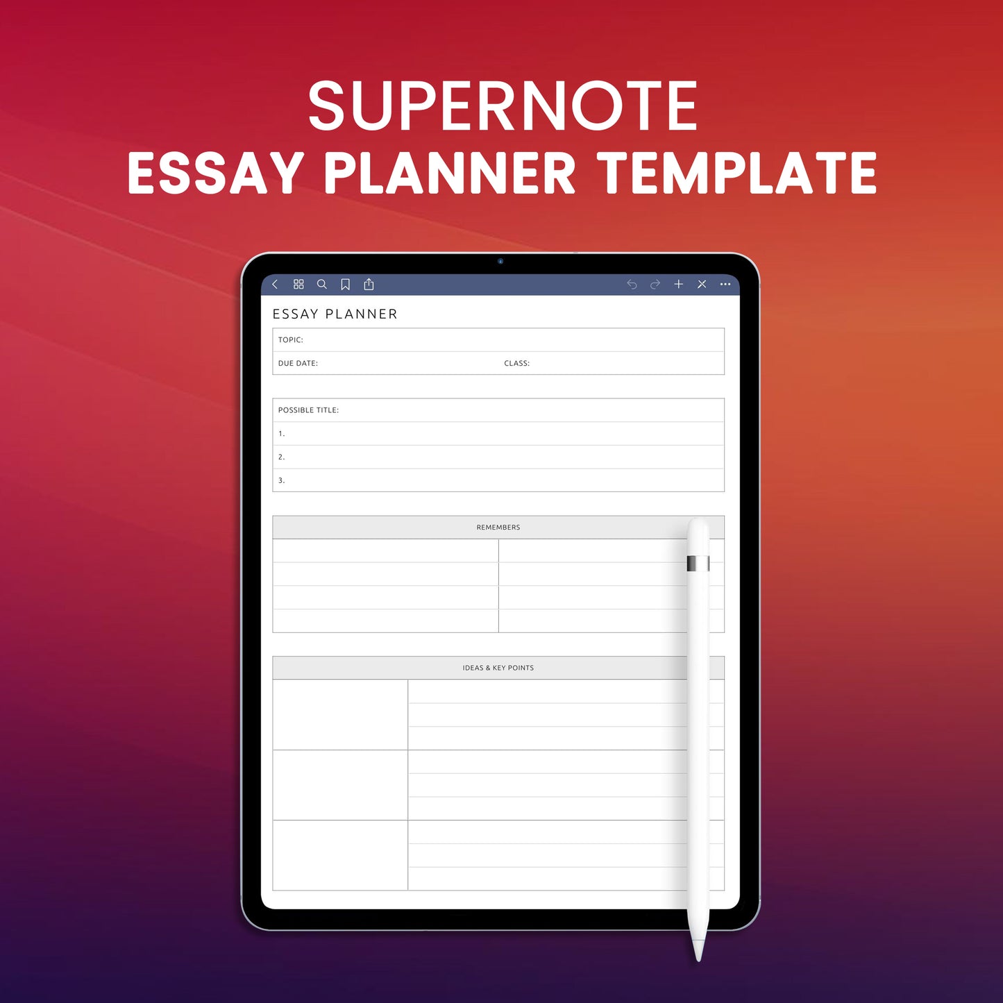 Supernote Essay Planner Template Planner Template