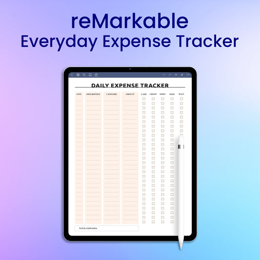 reMarkable 2 Everyday Expense Tracker Planner Template