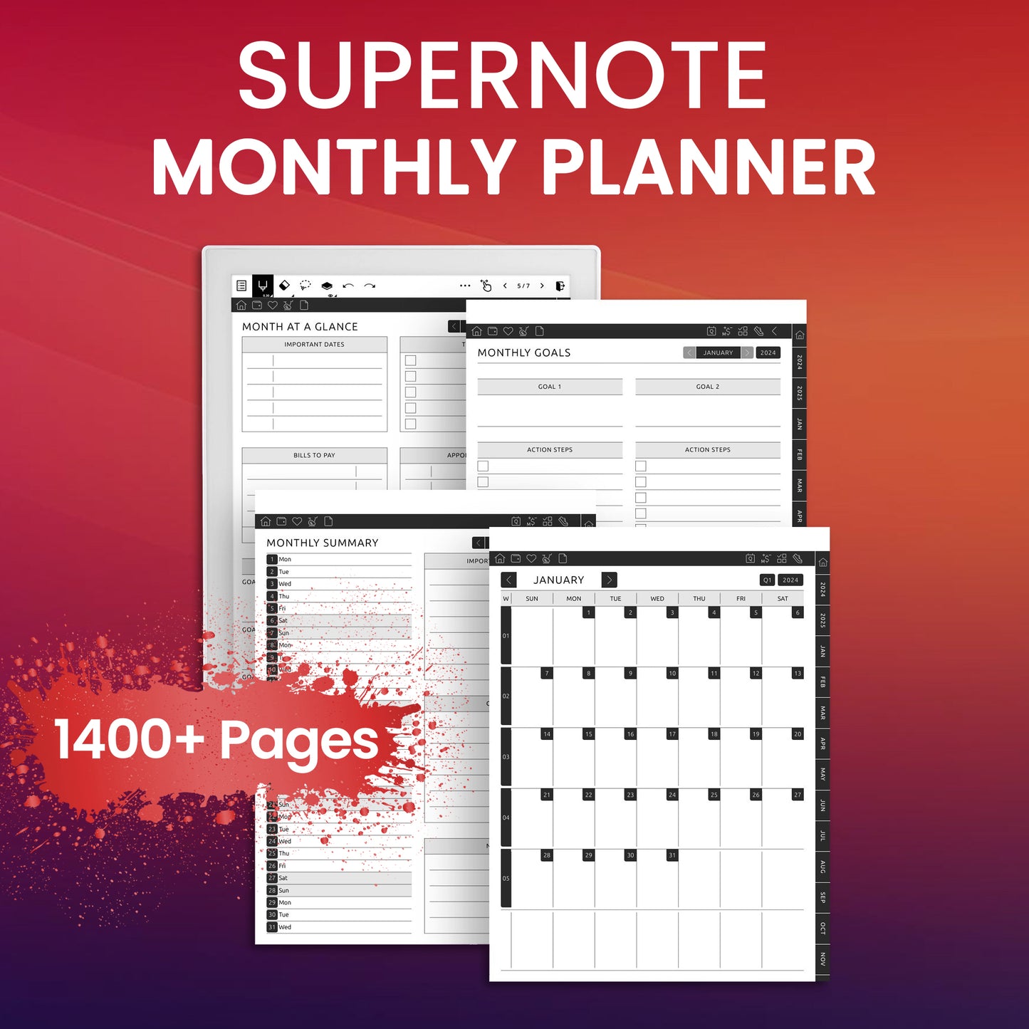 Supernote Monthly Planner Template