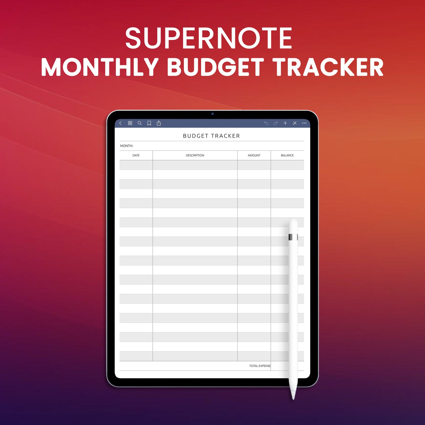 Supernote Monthly Budget Tracker Planner Template