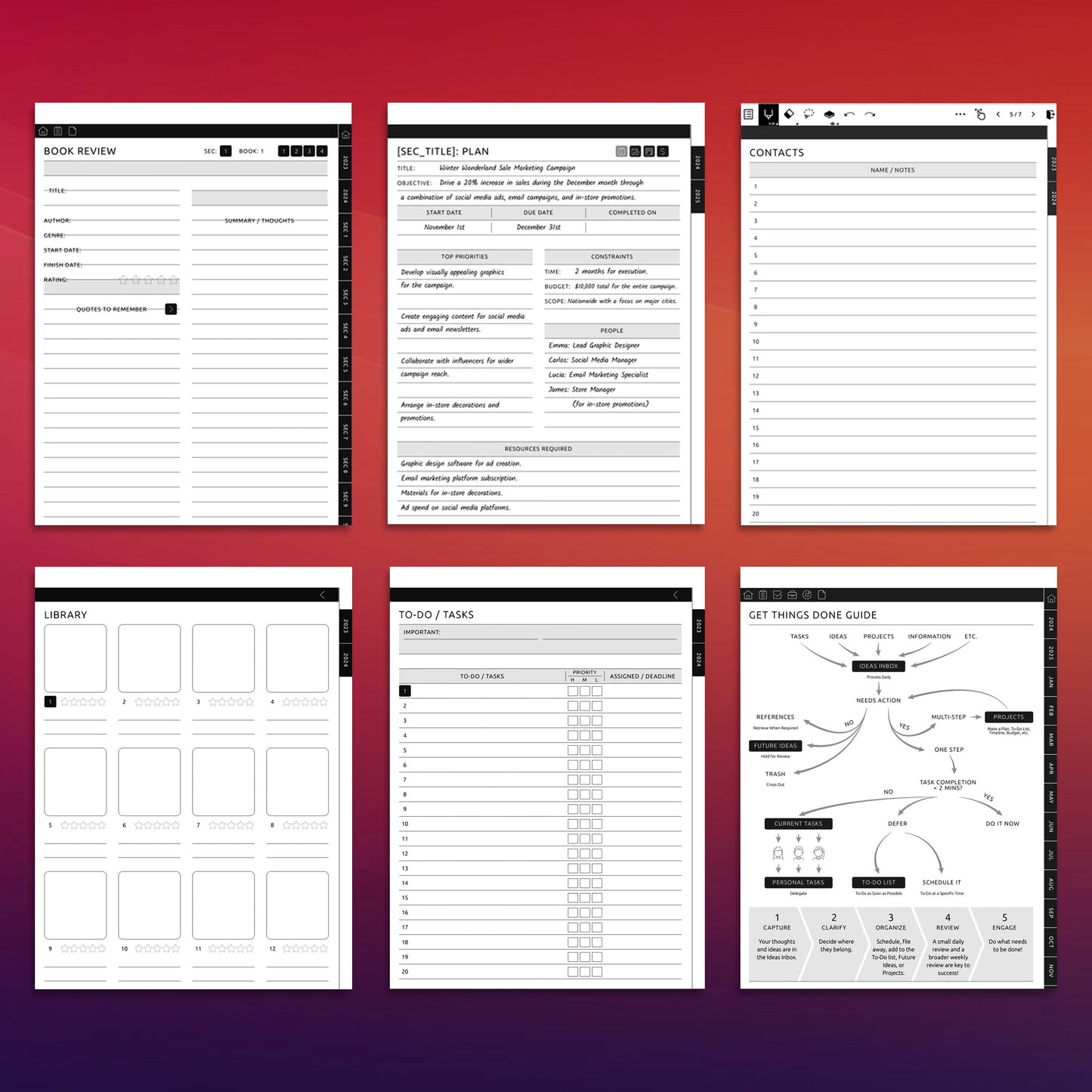 3 Supernote Planners for Everyday Use Planner Template Bundle