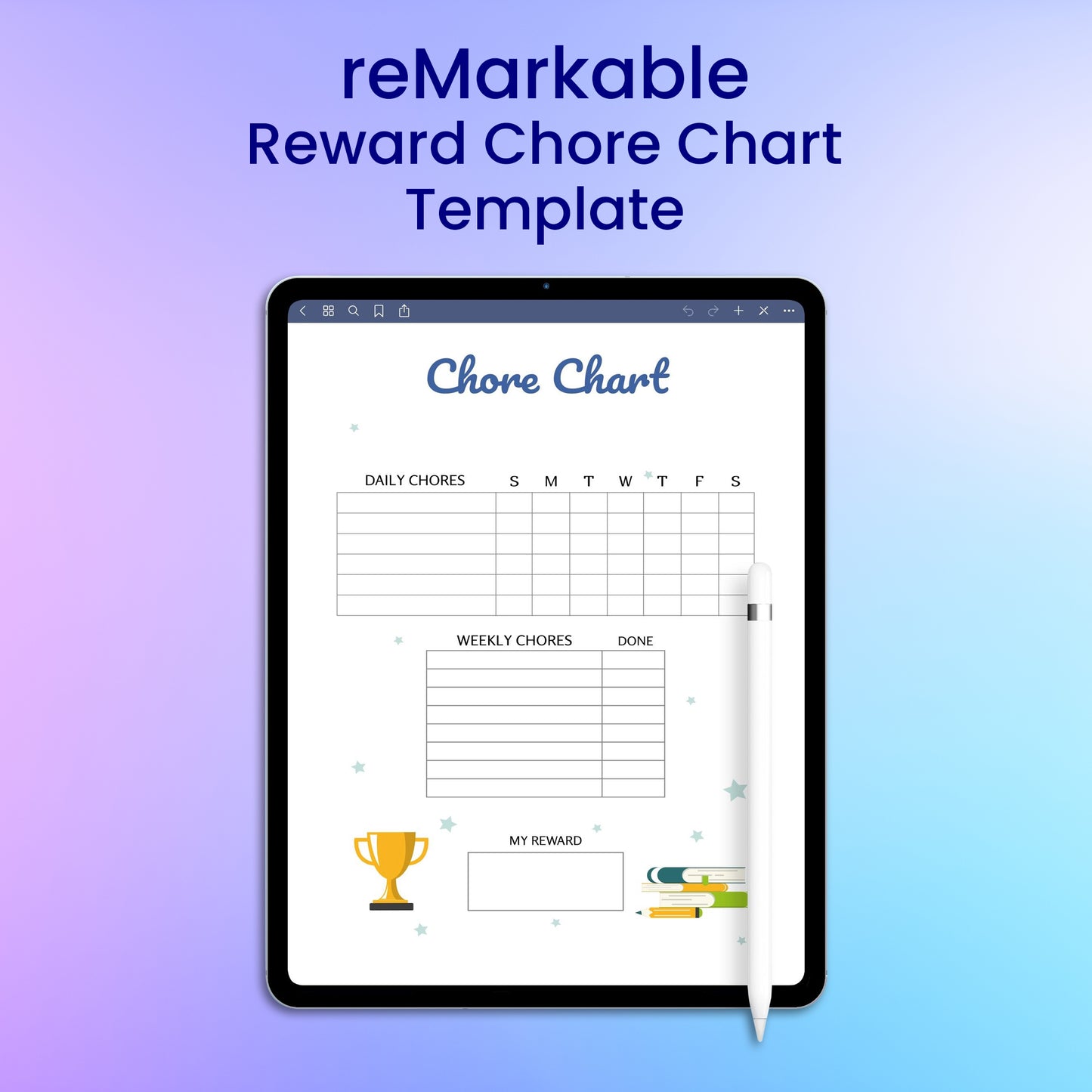 reMarkable 2 Reward Chore Chart Template Planner Template