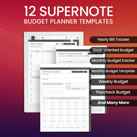 12 Supernote Budget Planner Template Bundle