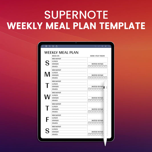 Supernote Weekly Meal Plan Template Planner Template