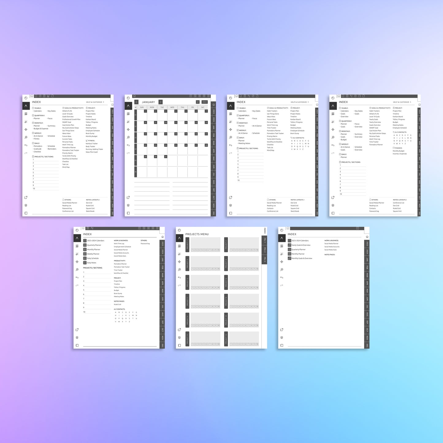 8 reMarkable 2 Work & Business Planners Template Bundle