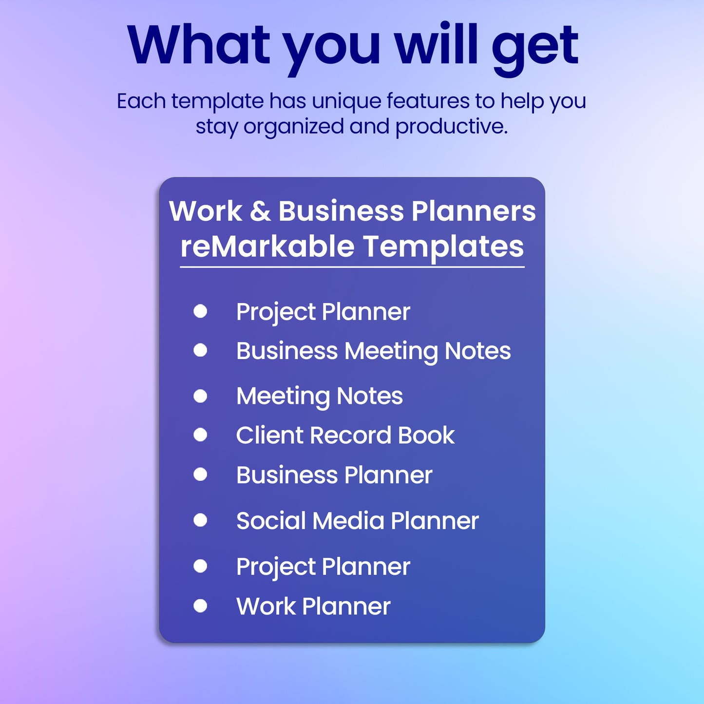 8 reMarkable 2 Work & Business Planners Template Bundle