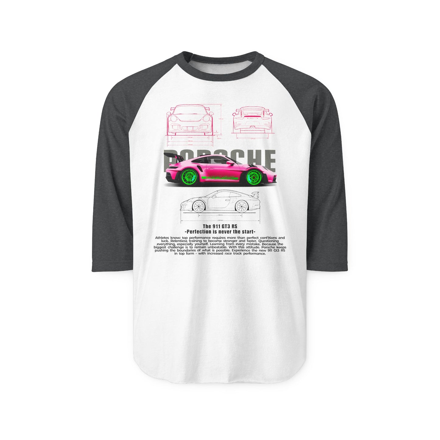Porsche Car Enthusiast Unisex Raglan Shirt - Perfect T-shirt for Motorsports Fans - CreativeRino