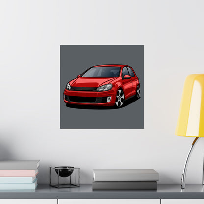 Red Sports Car Matte Square Poster - Perfect Poster for Car Enthusiasts - CreativeRino
