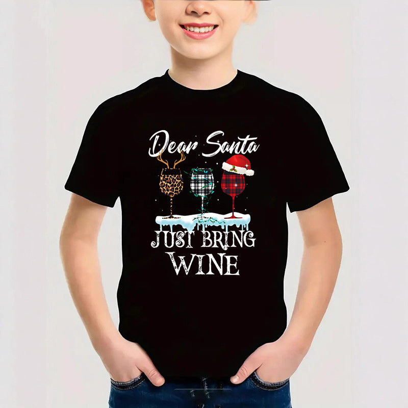 Combed Cotton Christmas Graphic T-Shirt | New Short Sleeve Round Neck | Boys & Girls Festive Kids Clothing Tee eprolo