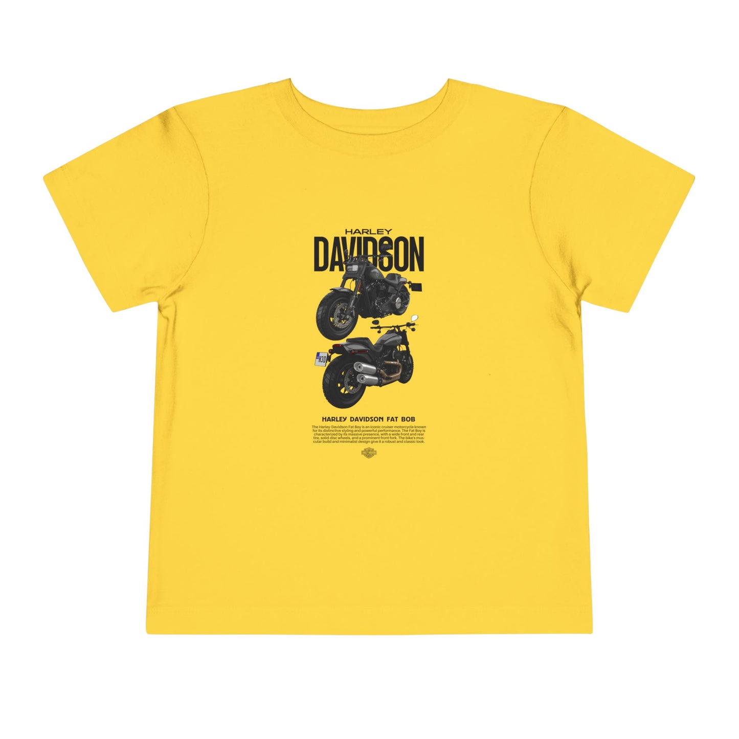 Harley-Davidson Fat Bob Toddler Short Sleeve Tee - Cool Kids Motorcycle T-shirt - CreativeRino