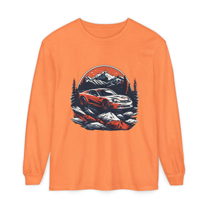 Mountain Adventure Long Sleeve T-Shirt - Unisex Garment-Dyed Shirt - CreativeRino