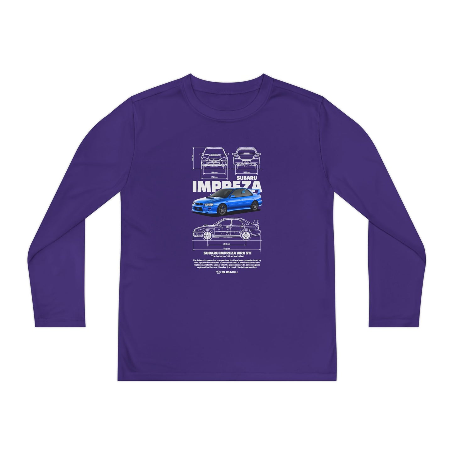 Subaru Impreza Youth Long Sleeve Tee - Coo l Car Design for Young Automotive Enthusiasts - CreativeRino