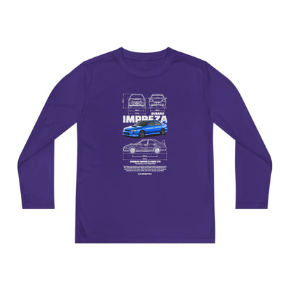 Subaru Impreza Youth Long Sleeve Tee - Coo l Car Design for Young Automotive Enthusiasts - CreativeRino