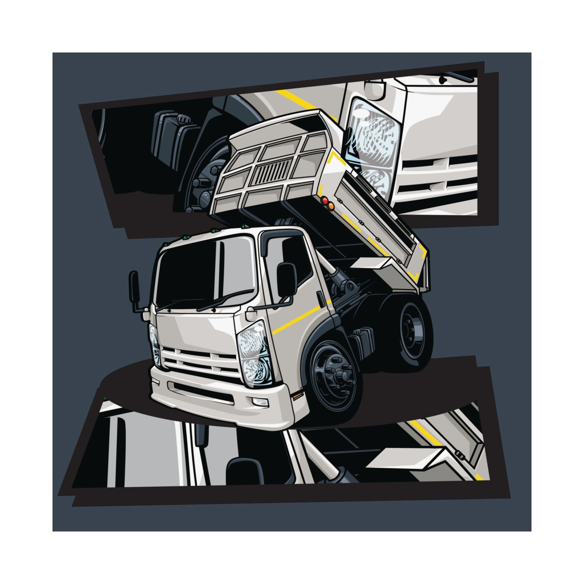 Industrial Truck Square Poster – Stylish Wall Art for Truck Lovers and Construction Enthusiasts - CreativeRino