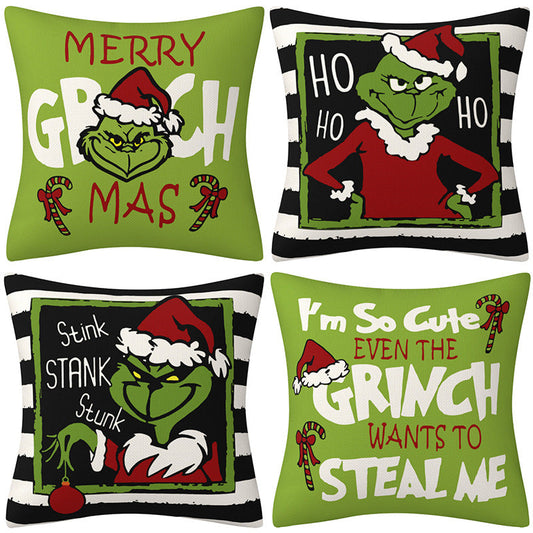 Cartoon Grinch Christmas Pillow Cover | Festive Printed Cushion Case for Sofa & Home Furnishings Decor eprolo