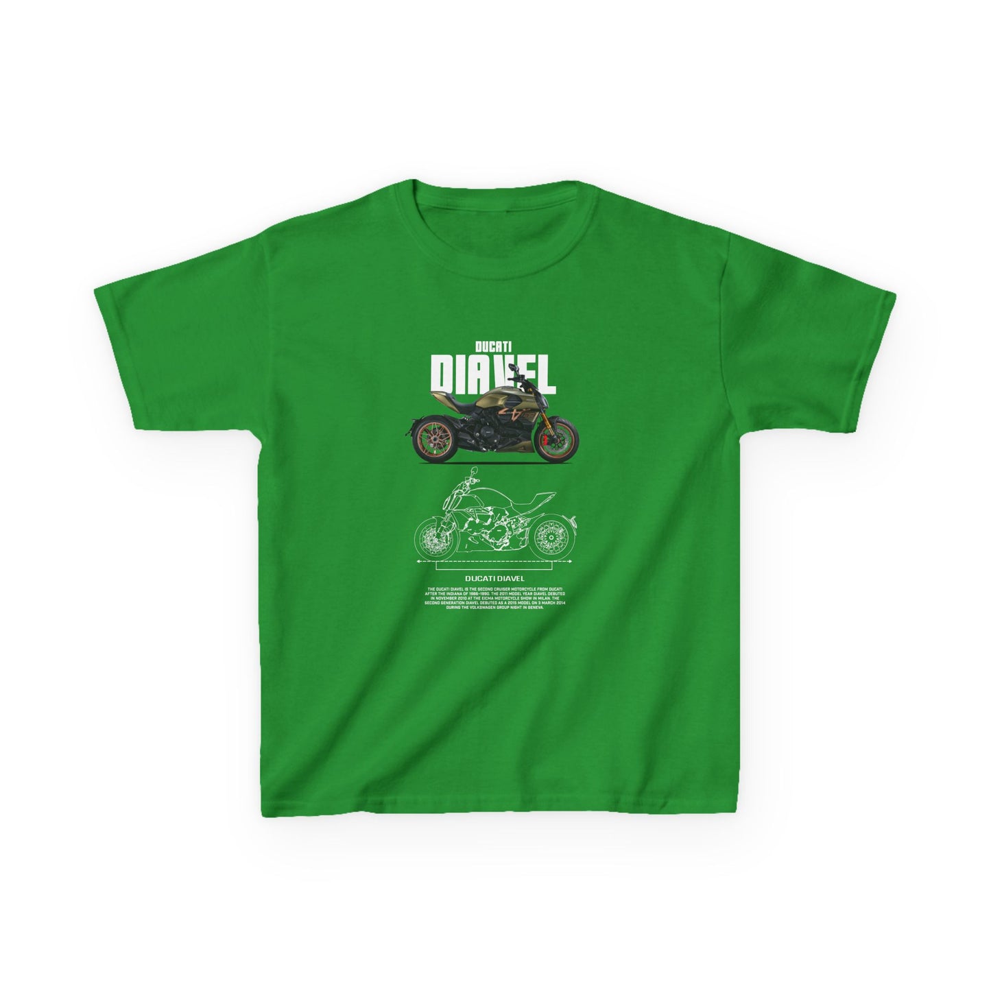 Ducati Diavel Cool Motorcycle Graphic Kids Heavy Cotton Tee - Perfect T-shirt for Young Riders - CreativeRino