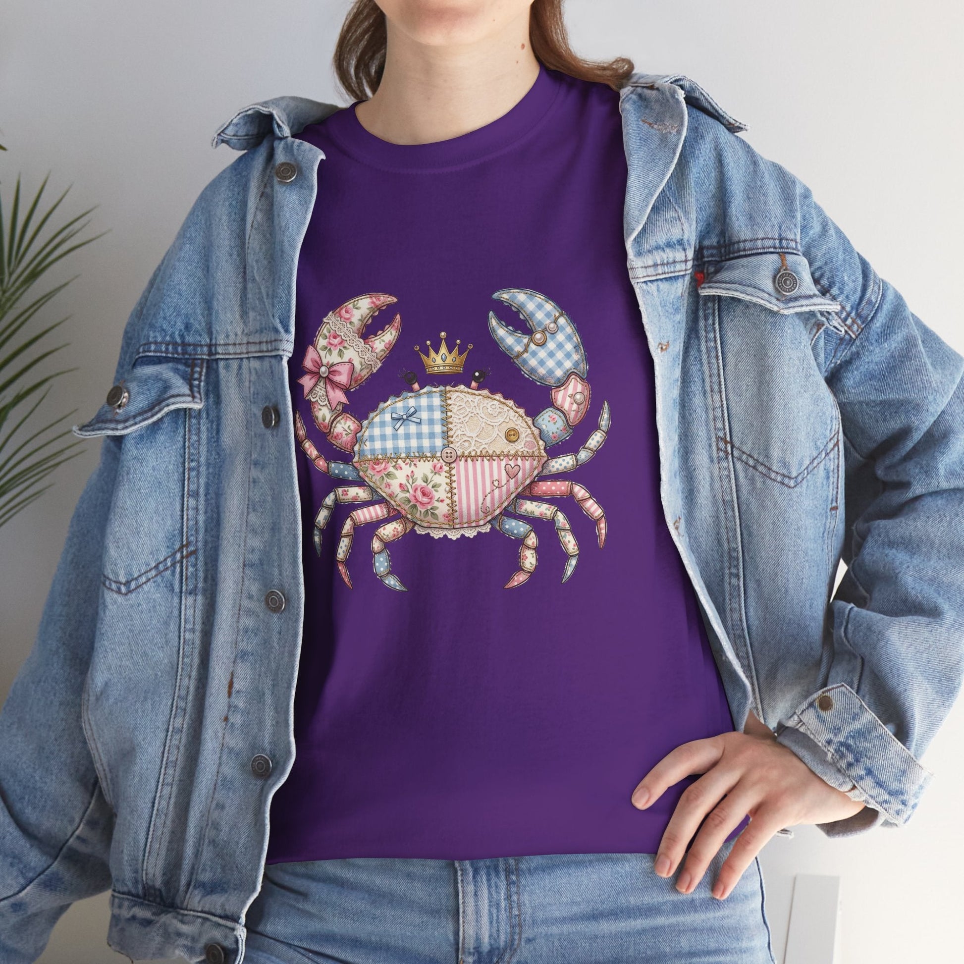 Patchwork Crab T-Shirt — Cute Coastal Animal Tee for Beach Lovers Printify