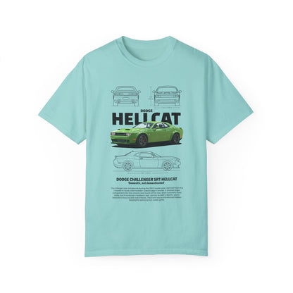 Dodge Charger SRT Hellcat Unisex Garment-Dyed T-Shirt - Car Enthusiast Apparel - CreativeRino