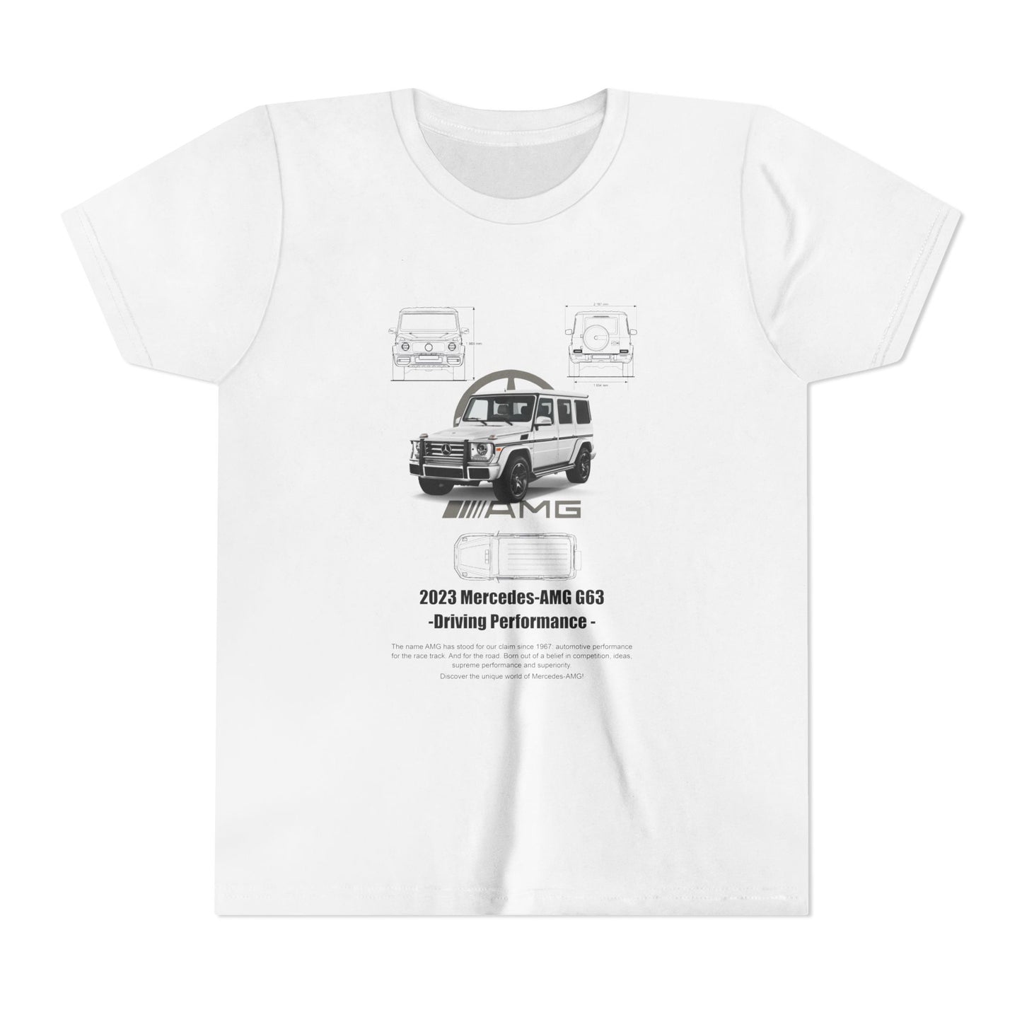 Mercedes-AMG G63 Youth Short Sleeve Tee - Driving Performance Graphic Car T-shirt - CreativeRino