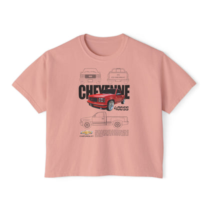 Chevrolet Cheyene 400 SS Boxy Tee for Women - Retro Car Graphic T-Shirt - CreativeRino