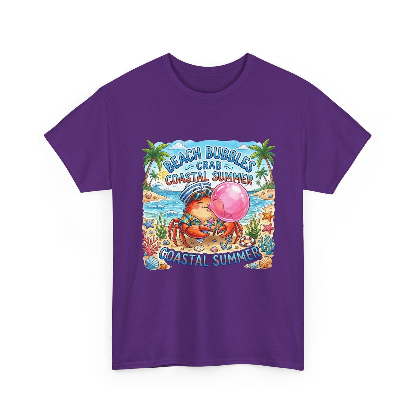 Beach Bubbles Crab Coastal Summer T-Shirt Printify