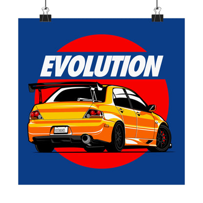 Car Enthusiast Matte Square Poster - 'Evolution' Design - CreativeRino