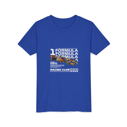 Formula 1 Racing Club Youth Tee - Cool Black Short Sleeve T-shirt for Young Fans - CreativeRino